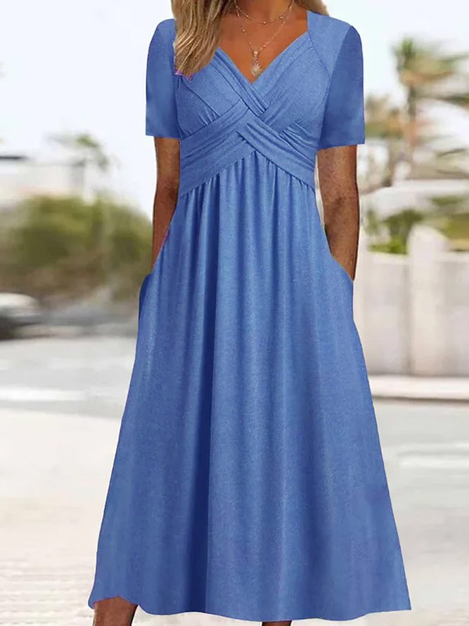 ⏳ Último día: 50 % de descuento 【Tallas S-3XL】 Vestido midi casual de moda en color liso