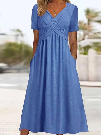 ⏳ Último día: 50 % de descuento 【Tallas S-3XL】 Vestido midi casual de moda en color liso