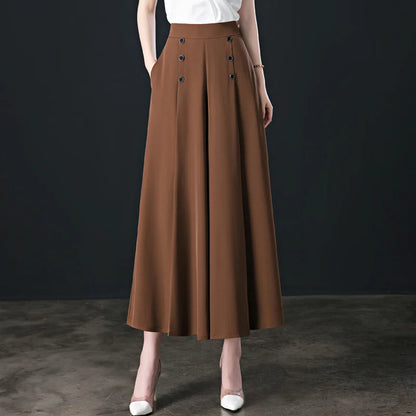 💖【M-5XL】Falda ancha de cintura alta drapeada de moda para mujer