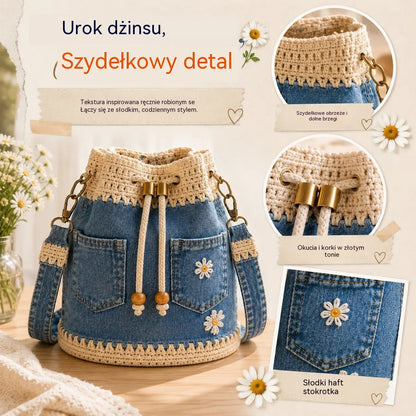 Un bolso de mezclilla trenzada de estilo bohemio que complementará cualquier atuendo ✨