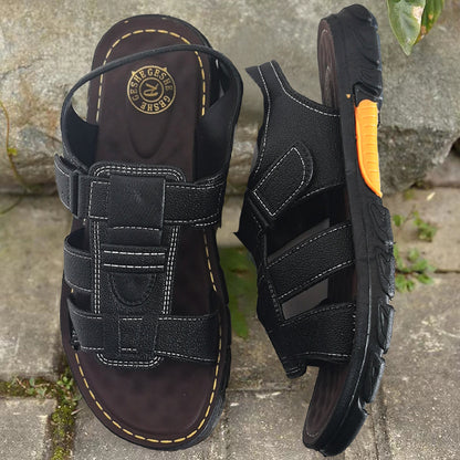 🔥👟 (50%OFF)【Tamaño 38 ~ 44】 Sandalias de playa antideslizantes de cuero suave hechas a mano para hombres