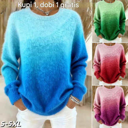 🔥【S–5XL】Džemper s okruglim izrezom i gradijentnim uzorkom, plišani materijal - 4192720