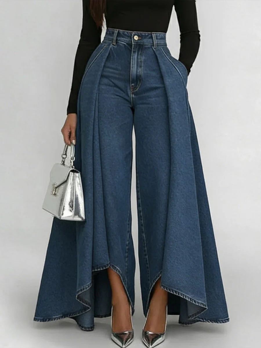 🥇【S-3XL】Dámské džíny s vysokým pasem a širokými nohavicemi, volný střih, elegantní design.