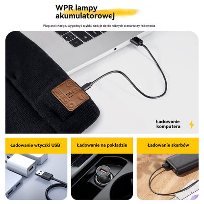 🔥🧢Ładowane czapki z LED i Bluetooth, utrzymujcie ciepło💡-4170626