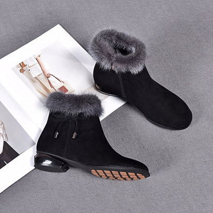 😍😍【35-41】 Mehki usnjeni škornji z okroglo konico in srednjo peto