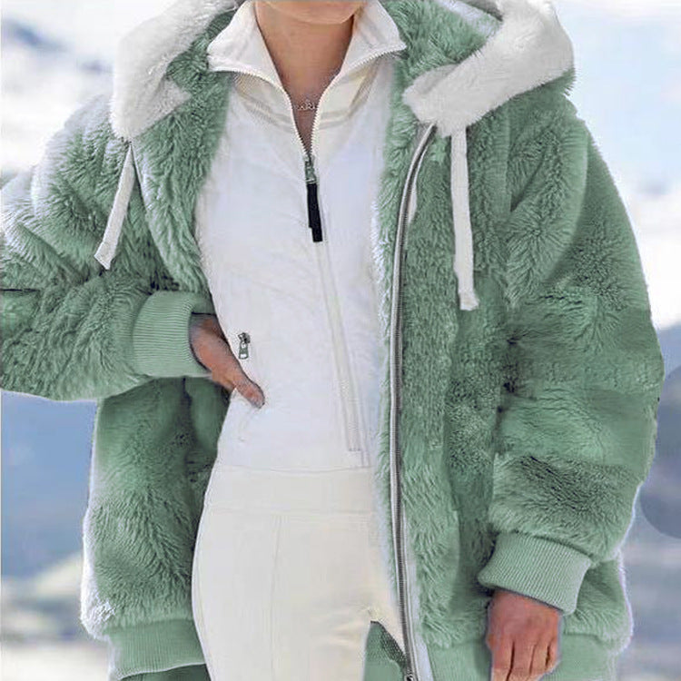 ☃️Descuento por tiempo limitado 39%❄️【S-5XL】Chaqueta de rayas contrastantes de felpa gruesa para mujer 2026