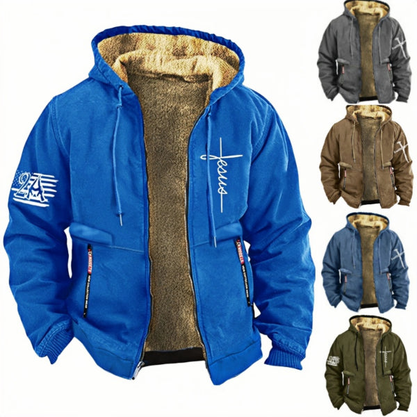 ✨【S-3XL】Módní pro muže, podzim a zima, zesílená bunda z lehkého sametu 3769664