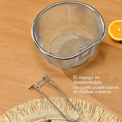 🍲Cesta de filtro de malla de acero inoxidable con asa plegable