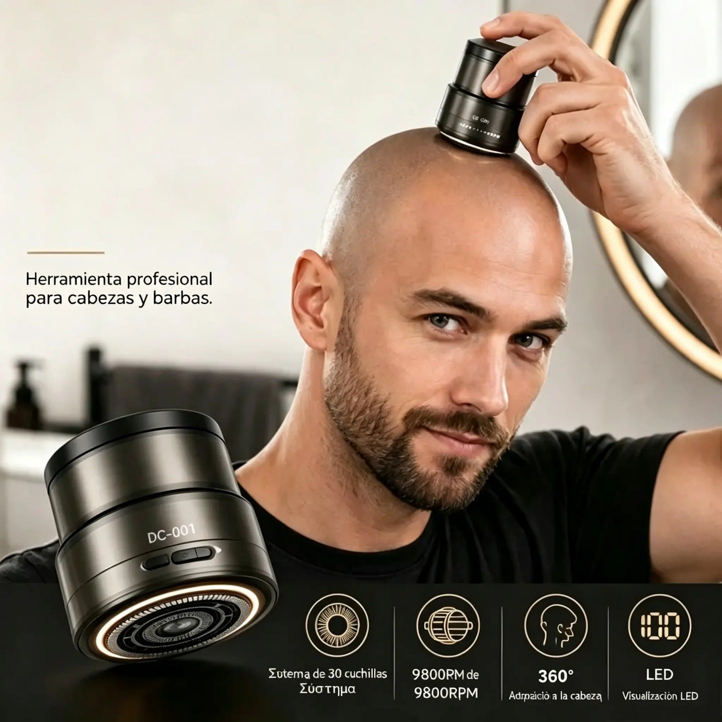 📢📢 ¡50% DE DESCUENTO! ⏰ Afeitadora eléctrica inteligente 2 en 1 para cabezas calvas y recortadora de barba con pantalla digital