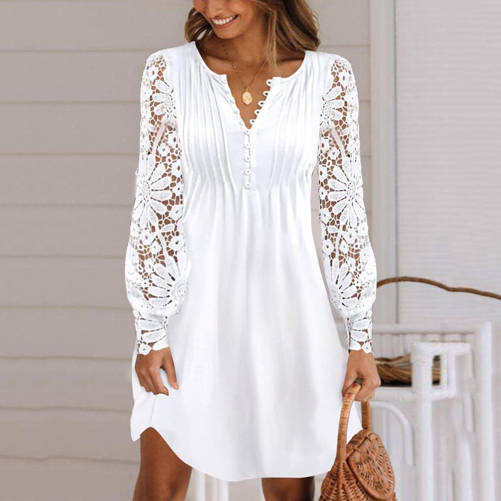 【HOT🎁🔥💥】【S-5XL】Nové módní krajkové šaty s dlouhým rukávem