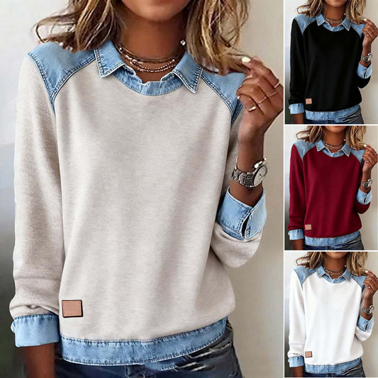 🔥【Kup jeden, drugi za darmo】🌷🌞Nowe zimowe modne jeansowe patchworkowe koszule-4173924