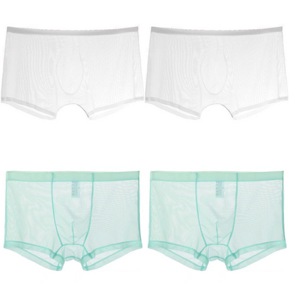 【4 piezas】 Bóxers finos de seda de malla de hielo, transpirables, sexy