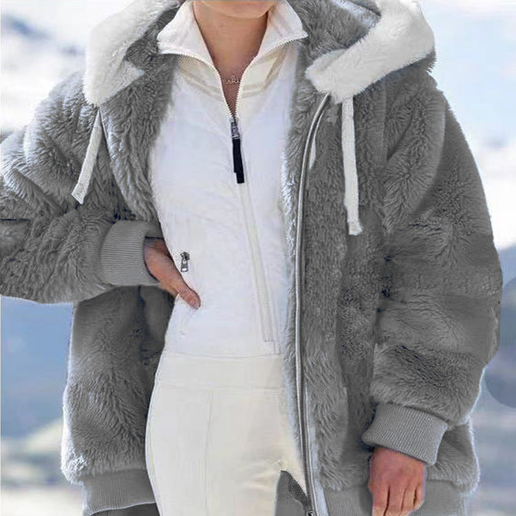 ☃️Descuento por tiempo limitado 39%❄️【S-5XL】Chaqueta de rayas contrastantes de felpa gruesa para mujer 2026