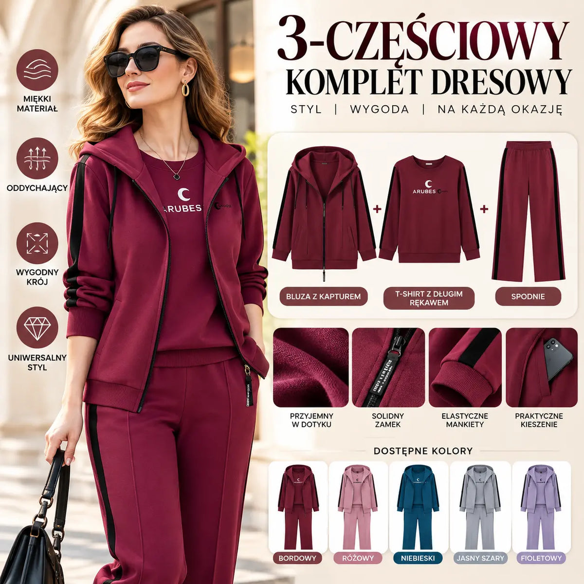 ✨【M-4XL】Női 3 részes szett 2026 – Kapucnis felső, őszi/téli, laza fazonú, sportos, nagy méretű, kifejezetten anyukáknak tervezve🥰