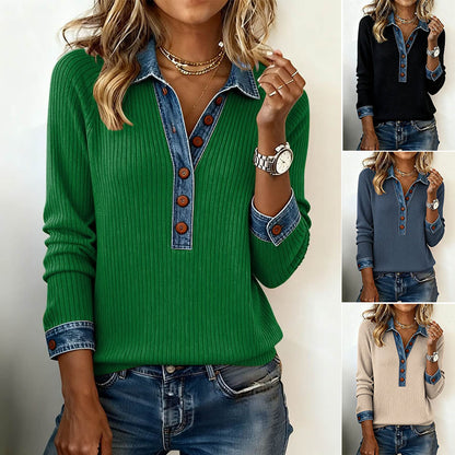 🔥【Kup jeden, drugi za darmo】🌷🌞Nowe zimowe modne jeansowe patchworkowe koszule-4173924