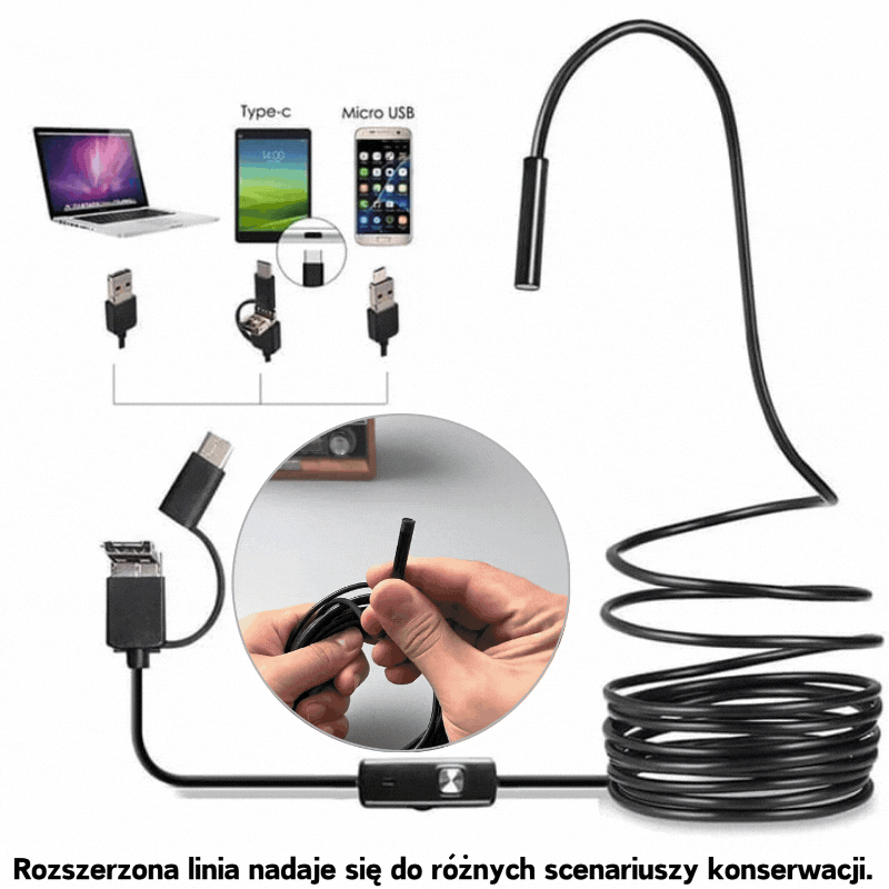 (Typ c, USB, Micro USB) Endoskop „trzy w jednym”[5M]-4147009
