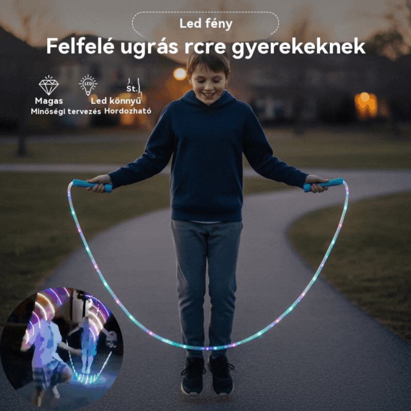 🌟✨ LED-es világítású ugrókötél – 3 állítható üzemmóddal és ütésálló kialakítással a hosszan tartó szórakozásért! 💡🏃‍♀️ Tökéletes szabadtéri tevékenységekhez, fenntartható újratölthető akkumulátorral. 🌿 - 4207842