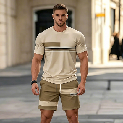 ✨【Pago contra entrega】Conjunto deportivo de verano de 2 piezas para hombre: cómoda camiseta de manga corta y pantalones cortos para el día a día y para estar en casa.