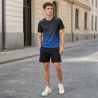 🔥✨【50% de descuento🔥】Chándal de verano de dos piezas para hombre: cómoda camiseta de manga corta y pantalones cortos.