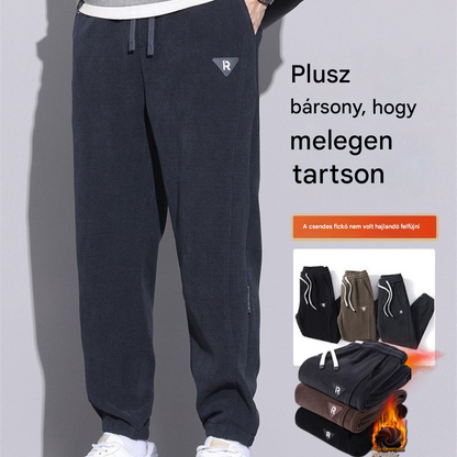 🔥【50% KEDVEZMÉNY】🔥【M-5XL】🖤Új téli nadrág férfiaknak, plusz bársony és vastag kordbársony, meleg és lezser férfi nadrág - 4203574