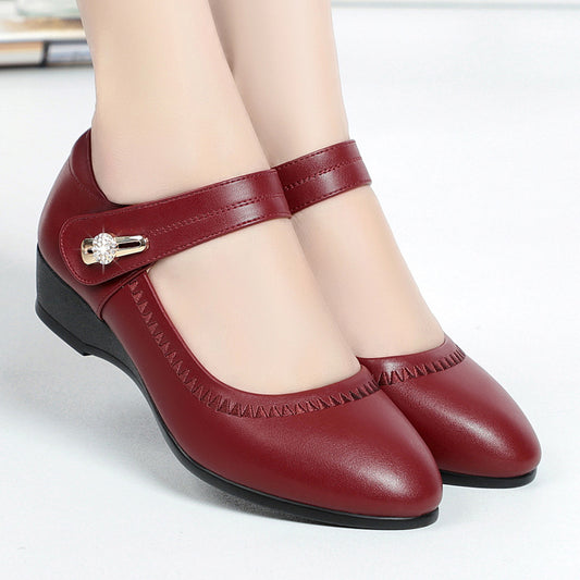 🏆👡【35-41】Zapatos de piel suave con suela blanda y tacón de cuña antideslizantes para madres_4314793