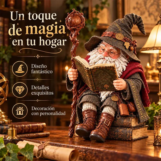 🧙‍♂️📖 Figura de Mago Lector Encantado | Estatuilla de Resina Detallada | Decoración de Escritorio y Estantería | Estilo Fantasía y Mágico ✨