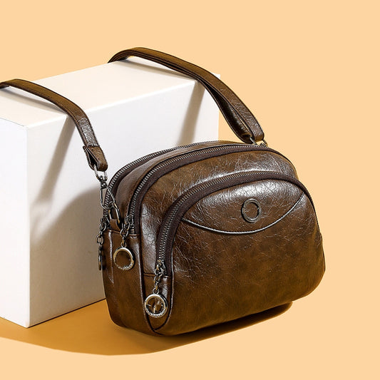 👜 Nová měkká kožená crossbody kabelka, velká kapacita, vícevrstvý design, moderní retro styl.