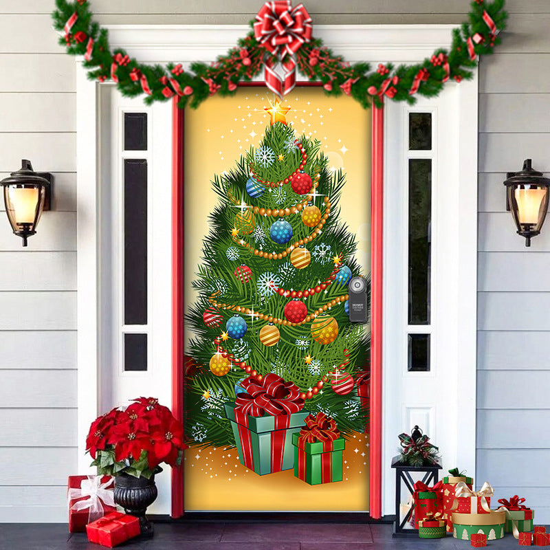 🎁🎄Nowa, najlepiej sprzedająca się w 2025 roku, materiałowa osłona na drzwi świąteczne [91 cm x 203 cm]