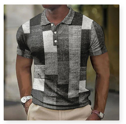 💥👕2026【S-5XL】Nové pánské kostkované pruhované polo tričko z bavlny a lnu