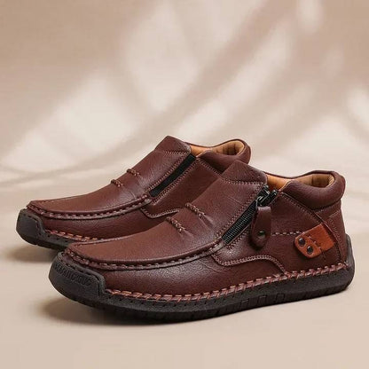 👞【38-48】Ανδρικές μπότες οδήγησης, από δέρμα υψηλής ποιότητας, χειροποίητες, χωρίς ολίσθηση - φαρδιά δάχτυλα, στήριξη στην καμάρα