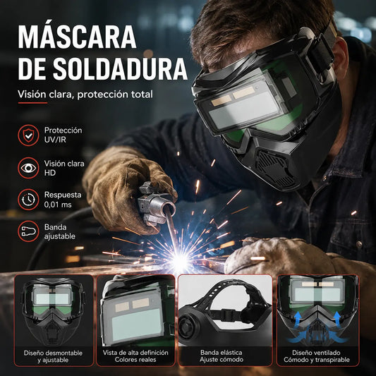 Casco de soldadura totalmente automático con cambio de luz y máscara protectora montada en la cabeza para soldadores