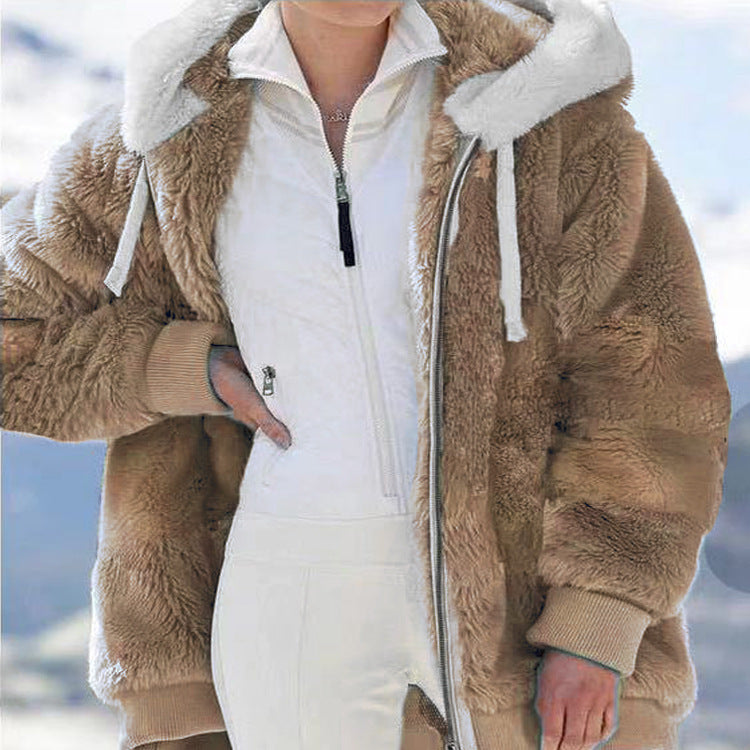 ☃️Descuento por tiempo limitado 39%❄️【S-5XL】Chaqueta de rayas contrastantes de felpa gruesa para mujer 2026