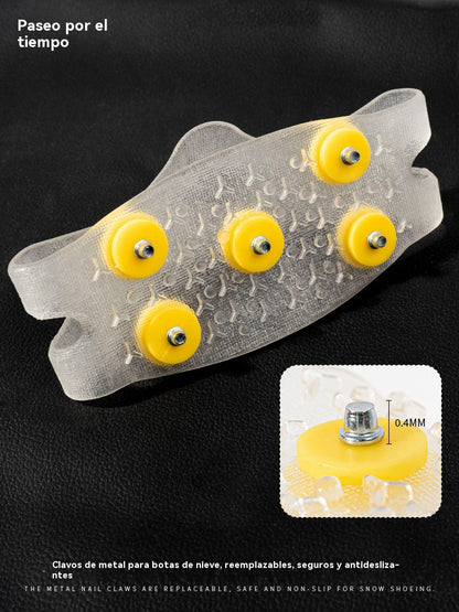 👴🚶🏔️Mangas de crampones antideslizantes invisibles de cinco dientes, crampones transparentes para exteriores,  imprescindibles para las personas mayores.