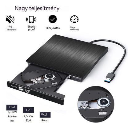 📢📢50% kedvezmény! 💿💻 Külső CD/DVD meghajtó – Plug & Play, hordozható és kompatibilis Mac/Windows rendszerekkel - 4214137