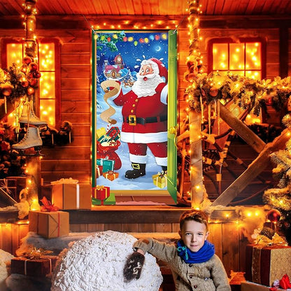 🎁🎄Nowa, najlepiej sprzedająca się w 2025 roku, materiałowa osłona na drzwi świąteczne [91 cm x 203 cm]