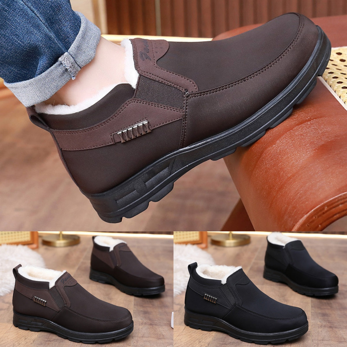 【39-47】Zimní boty polstrované a zesílené, nepromokavé a teplé