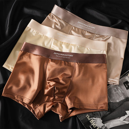 🔥【3 piezas】Ropa interior masculina nueva, seda helada, verano, transpirable, bóxers, satén, ropa interior masculina