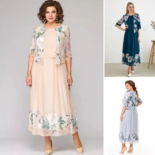 👗【S-5XL】Dvoudílné potištěné falešné šaty