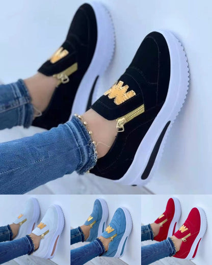 【35-43】Zapatos casuales con plataforma y cremallera lateral para mujer