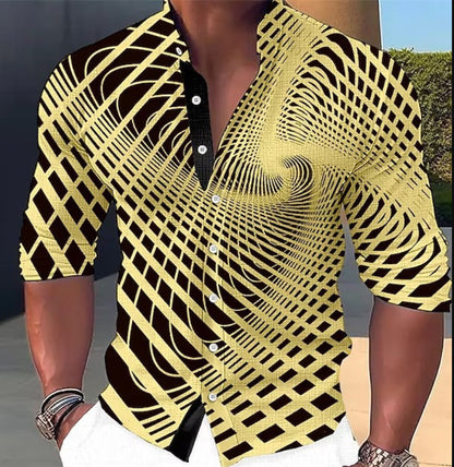 🔥 👔【S-6XL】Pánská trendy ležérní košile s dlouhým rukávem s 3D digitálním potiskem