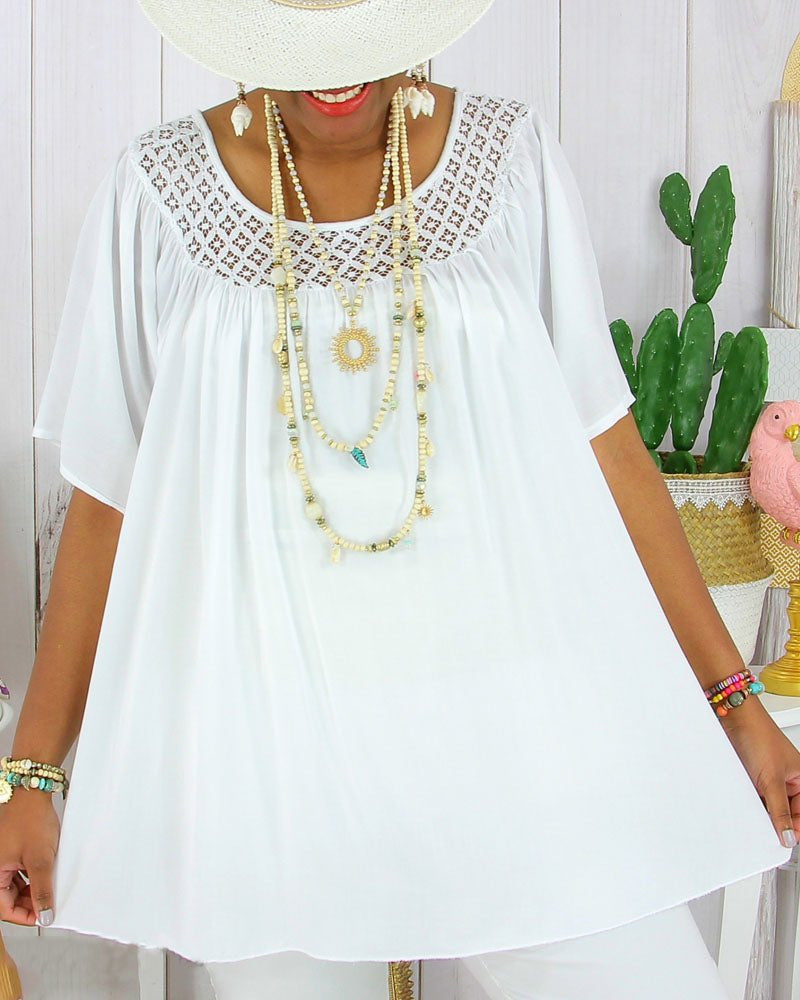 【XL-8XL】Dámské letní nové jednobarevné volné krajkové oblečení pro větší velikosti