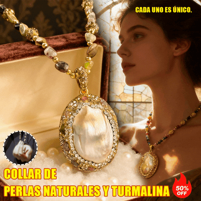 🔥✨Collar barroco natural de perlas y turmalina