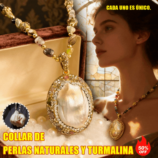 🔥✨Collar barroco natural de perlas y turmalina