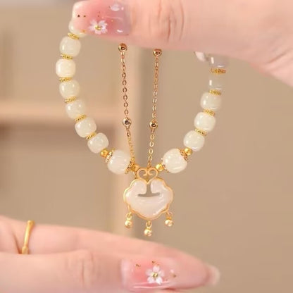 ✨Nueva pulsera de jade hetiano en oro de 14 quilates