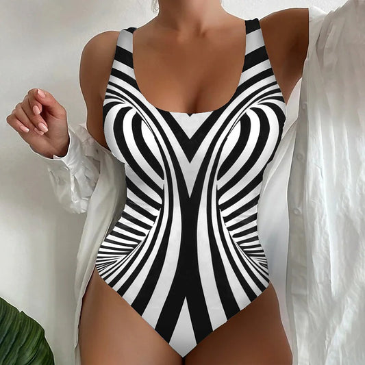 🥰【Snížení výprodejové ceny, časově omezená nabídka】🔥🔥【S~6XL】Sexy jednodílné plavky s pruhovaným vzorem_4071581