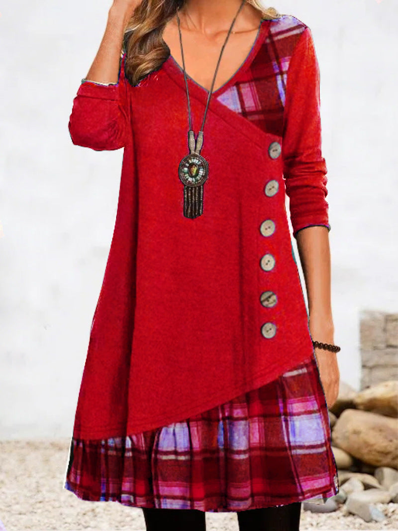 👗【S-3XL🔥】Dámské ležérní šaty s dlouhým rukávem a kontrastními detaily ✅️Dobírka