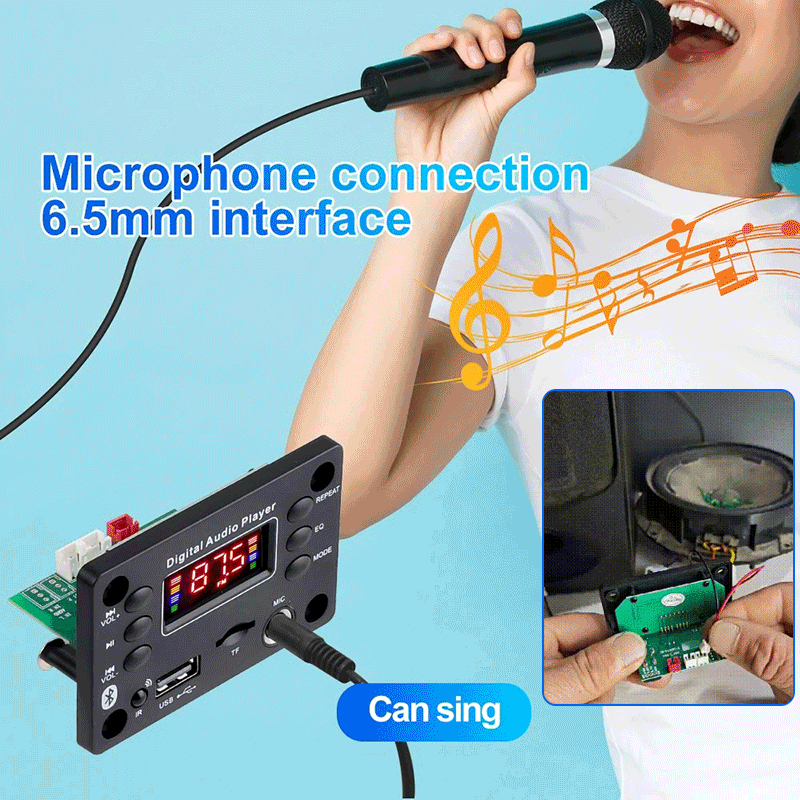 🎵 Bluetooth reproduktor, zesilovač a DAC s bezdrátovým dálkovým ovládáním, USB připojením a nahráváním 🎙️
