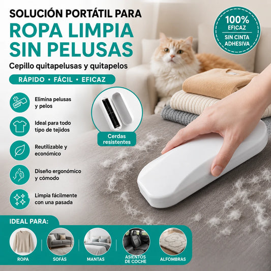 🧹 Cepillo portátil para eliminar pelos y pelusas, ideal para quitar las pelusas de la ropa.