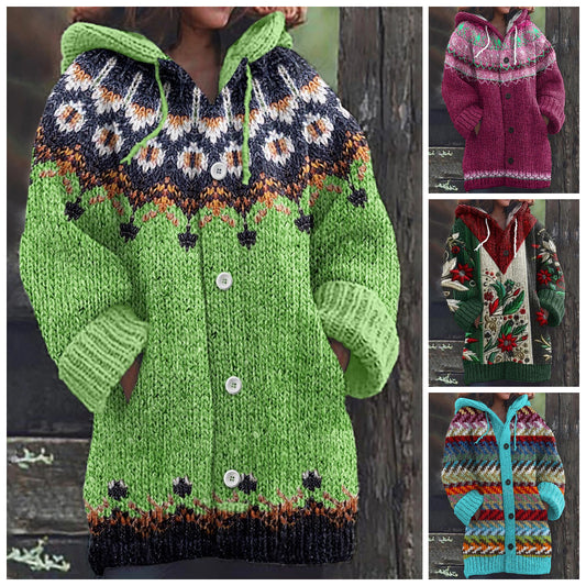 🥰【🔥Horký prodej】Zimní nový styl 2025 pohodlný retro teplý svetr pletená kardiganová bunda