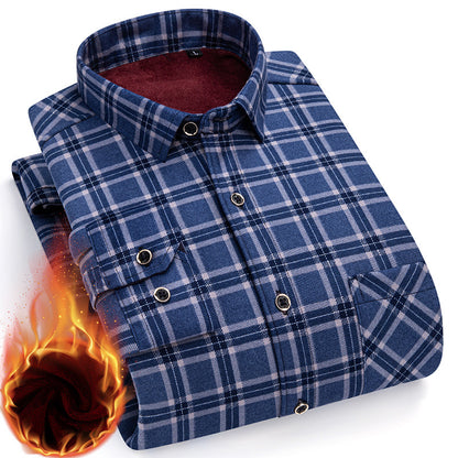 👔【Velikosti L–5XL】Nová pánská termo košile s oboustranným flísem na podzim a zimu – moderní a univerzální.